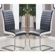 Symphony Black And White Faux Leather Dining Chairs In Pair