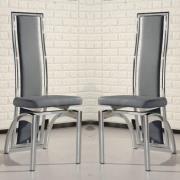 Chicago Grey Faux Leather Dining Chairs In Pair