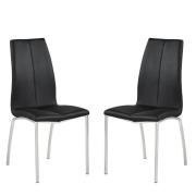 Opal Black Faux Leather Dining Chair With Chrome Legs In Pair