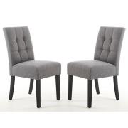 Mendoza Steel Grey Fabric Dining Chairs With Black Legs In Pair