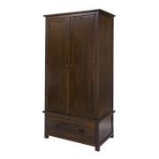 Birtley Two Doors Wardrobe In Dark Tinted Lacquer With 1 Drawer