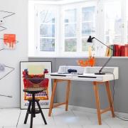 Coupar Laptop Desk In Matt White With Solid Beech Legs