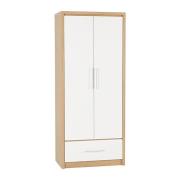 Samaira Wardrobe In White High Gloss With 2 Doors 1 Drawer