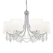 Multi Arm Chrome With White Fabric Shades Ceiling Light