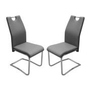 Capella Grey Faux Leather Dining Chairs In Pair