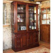 Belarus 2 Glass Doors Display Cabinet With Sideboard In Mahogany