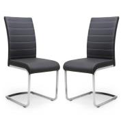 Conary Black Leather Cantilever Dining Chair In A Pair