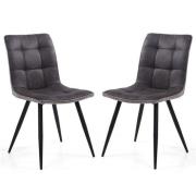 Rizhao Dark Grey Fabric Dining Chairs With Black Legs In Pair