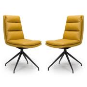 Nobo Ochre Faux Leather Dining Chair With Black Legs In Pair