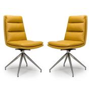 Nobo Ochre Faux Leather Dining Chair With Steel Legs In Pair