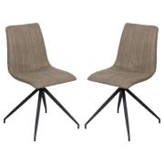 Isaak Taupe PU Leather Dining Chairs With Metal Legs In Pair