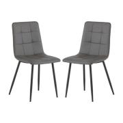 Virti Grey Faux Leather Dining Chairs In Pair