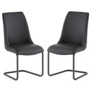 Revila Grey Faux Leather Dining Chair In A Pair