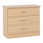 Mark Narrow Wooden Chest Of 3 Drawers In Sonoma Oak