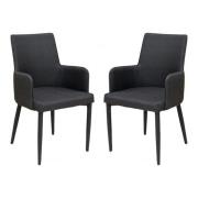 Divina Black Fabric Upholstered Carver Dining Chairs In Pair