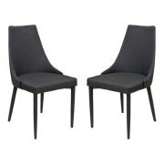 Divina Black Fabric Upholstered Dining Chairs In Pair