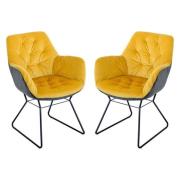 Titania Yellow Two Tone Faux Leather Dining Chairs In Pair