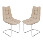 Mintaka Beige Faux Leather Dining Chairs In Pair