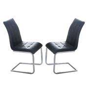 Paris Black Faux Leather Dining Chairs In Pair