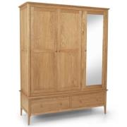 Courbet Triple Door Wardrobe In Light Solid Oak With Mirror