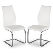 Irmak White Leather Dining Chairs With Steel Frame In Pair