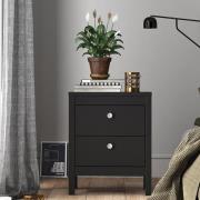 Macron Wooden Bedside Cabinet With 2 Drawers In Matt Black