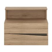 Kenstoga Left Handed Wooden Bedside Cabinet With 2 Drawers In Oak