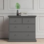 Paroya Wooden Chest Of Drawers In Matt Grey With 4 Drawers