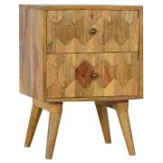 Tufa Wooden Pineapple Carved Bedside Cabinet In Oak Ish