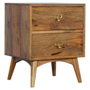 Neligh Bedside Cabinet In Oak Ish With Brass Metal Handles