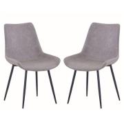 Imperia Light Grey Fabric Upholstered Dining Chairs In A Pair