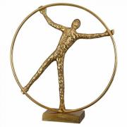 Gym Wheel Aluminium Sculpture In Antique Gold