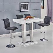 Caprice White High Gloss Bar Table 4 Ripple Black Stools