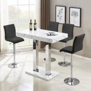 Caprice Vida Marble Effect Gloss Bar Table 4 Ripple Black Stools