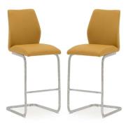 Samara Bar Chair In Orange PU And Chrome Legs In A Pair