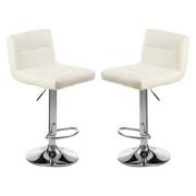 Baino White Leather Bar Chairs With Chrome Base In A Pair