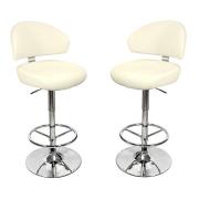 Casino Cream Leather Bar Stool In Pair