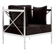 Kurhah Black Velvet Armchair With Silver Lattice Frame