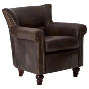 Sadalmelik Upholstered Leather Scroll Armchair In Dark Grey