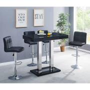 Caprice Black High Gloss Bar Table 4 Coco Black Stools