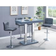 Caprice Grey High Gloss Bar Table 4 Coco Grey Stools