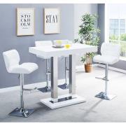 Caprice White High Gloss Bar Table 4 Candid White Stools