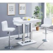 Caprice White High Gloss Bar Table 4 Coco White Stools