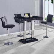 Caprice Milano Effect Gloss Bar Table 4 Ripple Black Stools