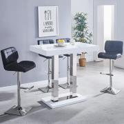 Caprice White High Gloss Bar Table 4 Candid Black Stools