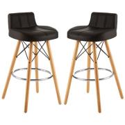 Porrima Black Faux Leather Effect Bar Stools In Pair