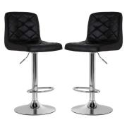 Terot Black Faux Leather Bar Chairs With Chrome Base In A Pair