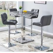 Topaz Melange Marble Effect Bar Table 4 Candid Grey Stools