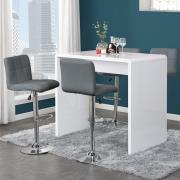 Glacier White High Gloss Bar Table 4 Coco Grey Stools