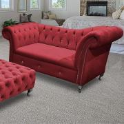 Izu Plush Velvet 2 Seater Sofa In Red